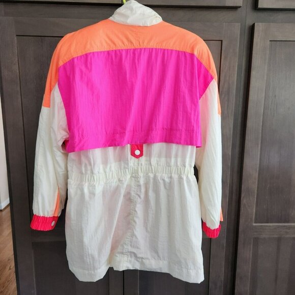 East West Vintage Jacket Large Neon Pink Long Sleeve Nylon Zip Colorful Y2k - Picture 4 of 16